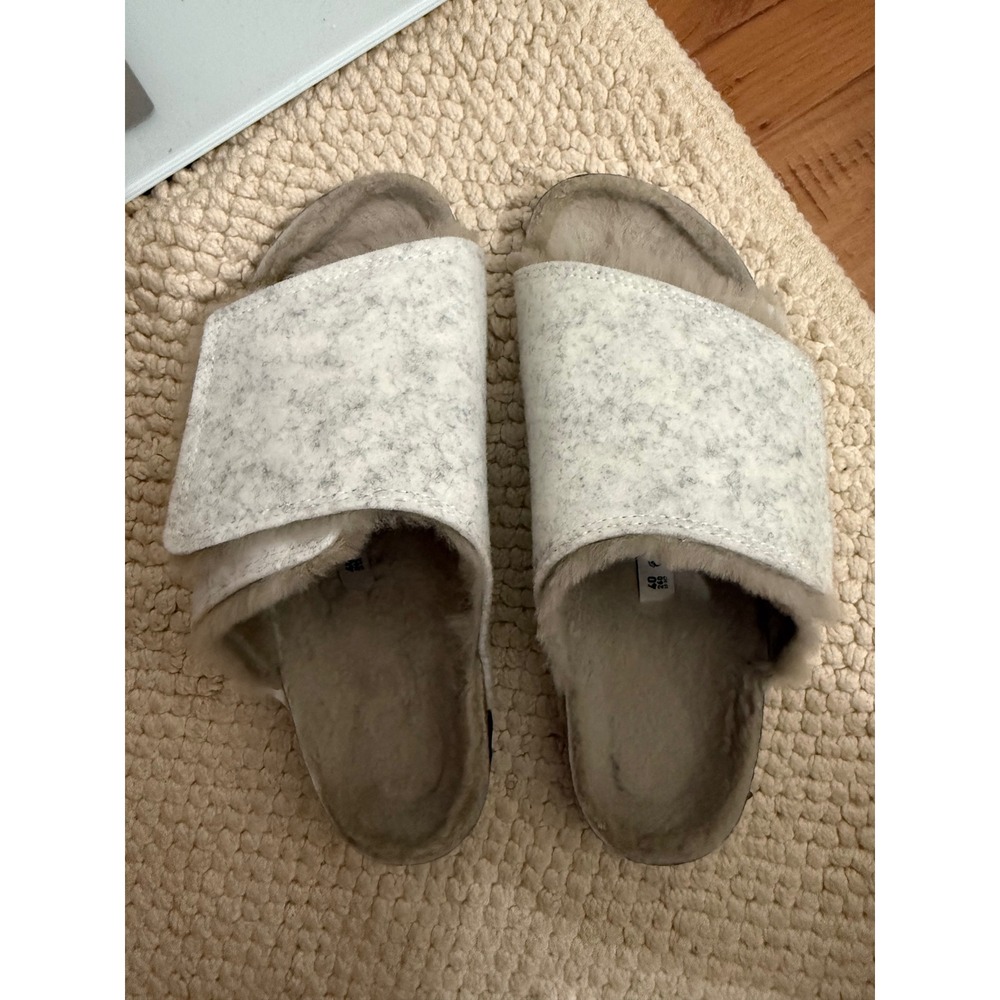 Birkenstock Solana Shearling Slide Sandals Oyster Wool Felt Women 9 L9 M7 EU 40